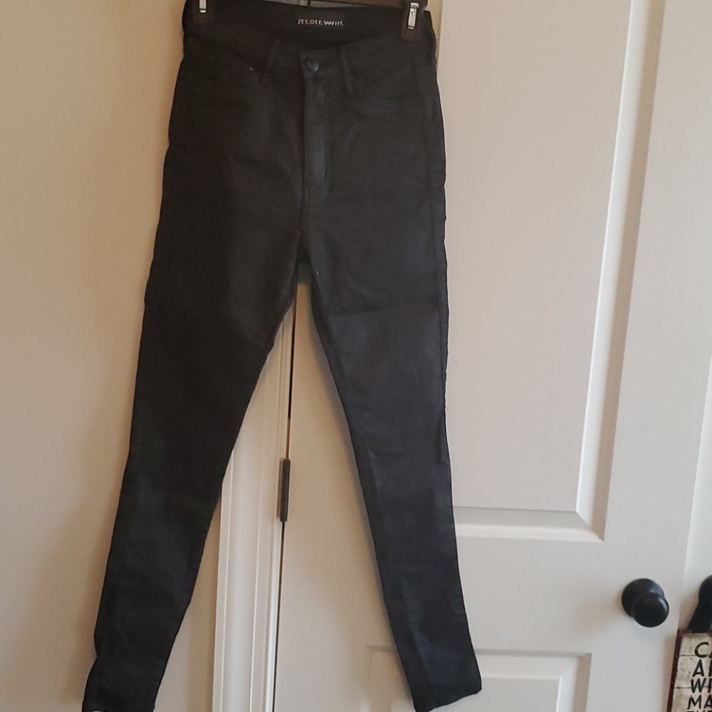 ladies zee gee why black coated pants 28 sizzle